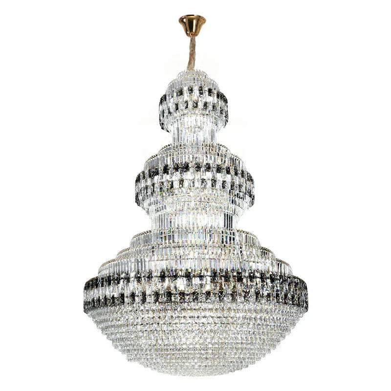 DecorBites™ Crystal Chandelier Luxury Duplex Building Hollow Luxury Lamp