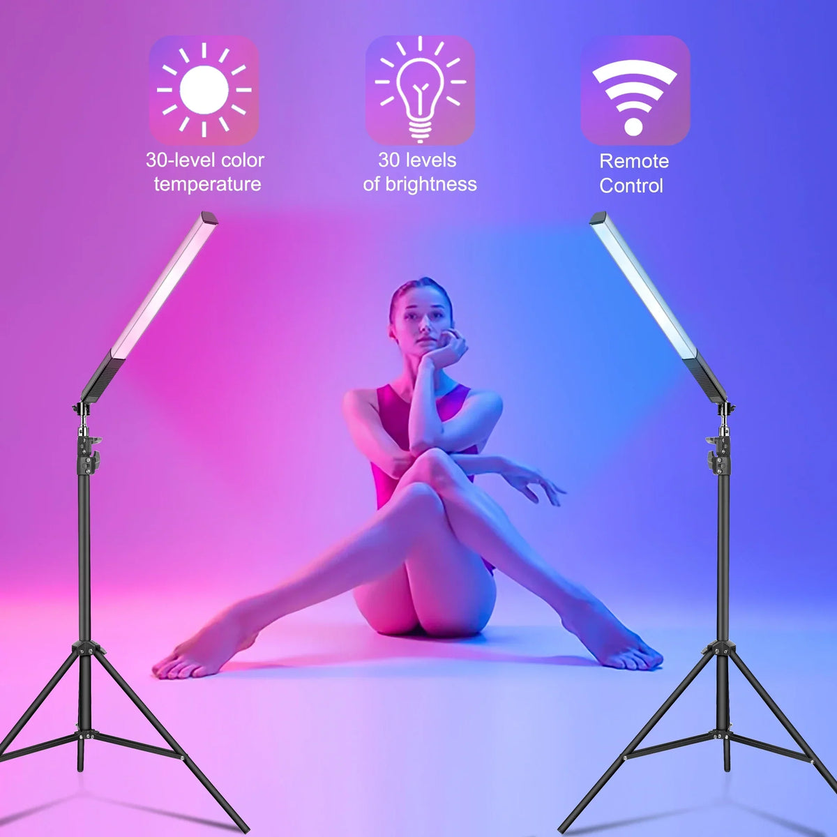 Decorbites™ Varita de Luz LED RGB con Trípode, Control Remoto, Lámpara Portátil de Mano