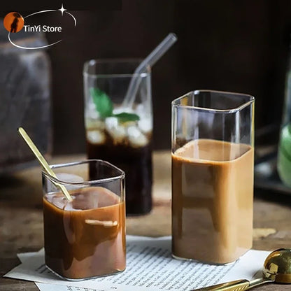 DecorBites™ Glass Coffee Tea Mug Handle Drinkware Breakfast Milk Cup Glass Mugs