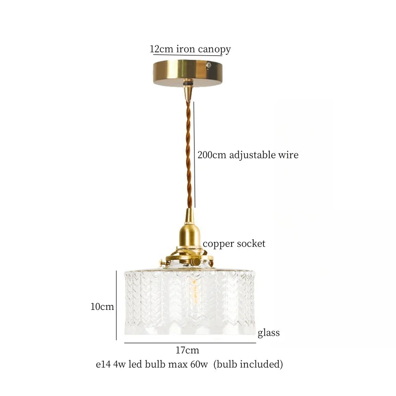 DecorBites™ Clear Glass Copper LED Pendant Lamp for Home Decor & Lighting