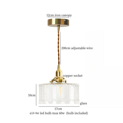 DecorBites™ Clear Glass Copper LED Pendant Lamp for Home Decor & Lighting