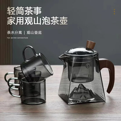 Tetera de vidrio DecorBites™ con infusor, tetera para té de hierbas y flores, filtro cuadrado transparente