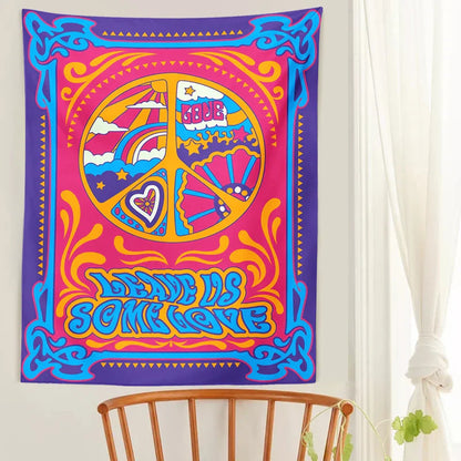 Decobites Psychedelic Peace Symbol Tapestry Wall Hanging Home Decor