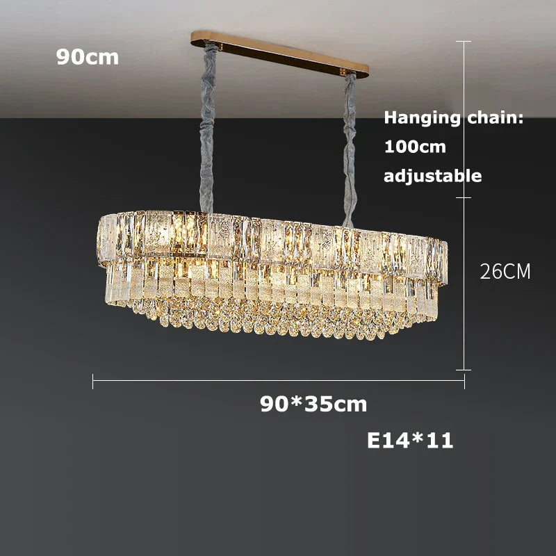 DecorBites™ K9 Crystal Gold Chandelier Lighting for Living Room