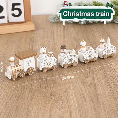 Christmas Wooden Train Merry Christmas Decorations for Home 2024 Xmas Tree Ornament  Navidad Noel Kids Gift Happy New Year 2025