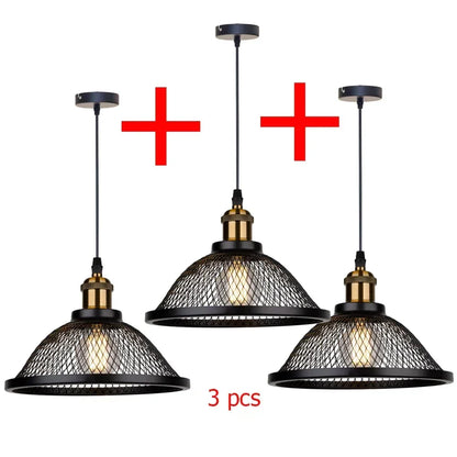 DecorBites™ Black Iron Net-Cage Kitchen Pendant Light with LED for Bedroom & Living Room
