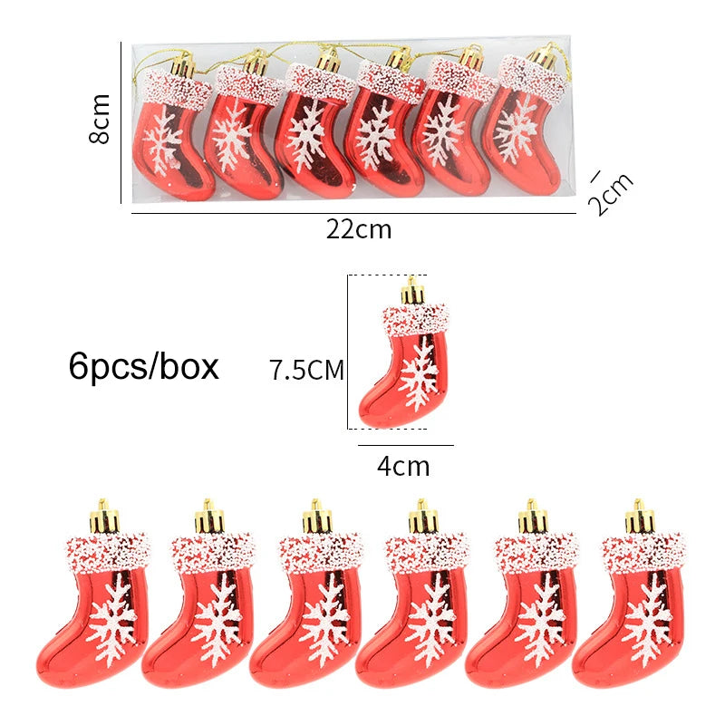 6pcs/box Christmas Candy Pendant Xmas Tree Hanging Ornaments Christmas Decorations For Home 2023 Navidad Noel New Year Kids Gift