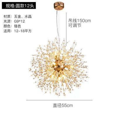 Lámparas colgantes DecorBites™ con forma de diente de león de cristal para una decoración elegante del hogar