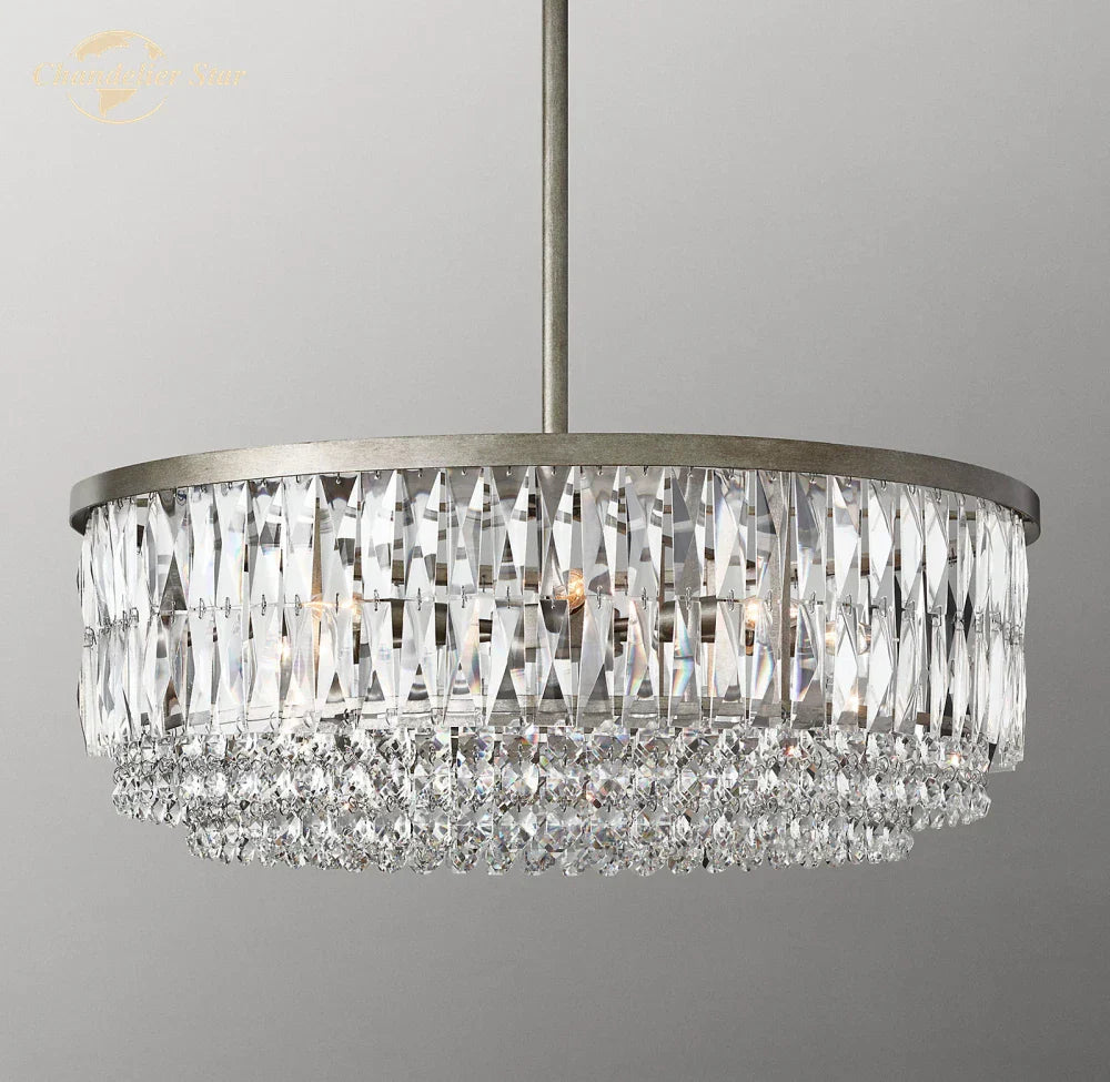 DecorBites™ Crystal Round Pendant Chandelier for Dining and Living Room