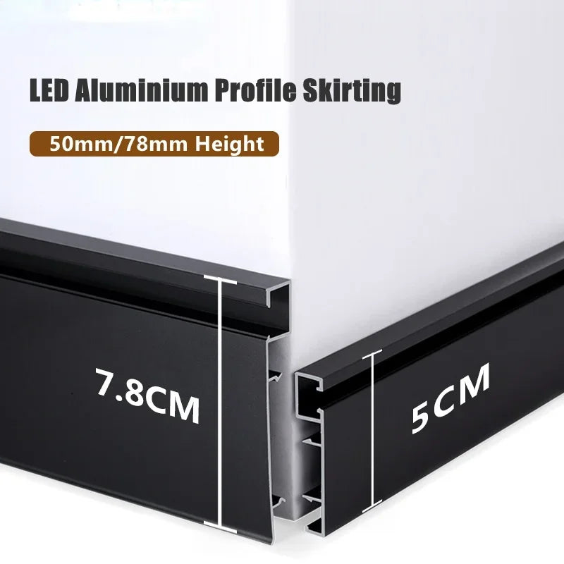 DecorBites™ LED Aluminium Profile Baseboard 1M/2M Linear Light Bar for Surface Mounted Skirting