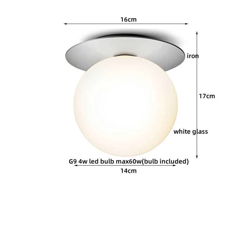 DecorBites™ Iron Glass LED Ceiling Lamp Ball Shape Modern Living Room Light Fixtures