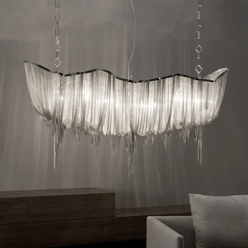 DecorBites™ Aluminum Tassel Chandelier: Modern Nordic Style Pendant Lamp for Living Room