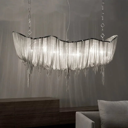 DecorBites™ Aluminum Tassel Chandelier: Modern Nordic Style Pendant Lamp for Living Room
