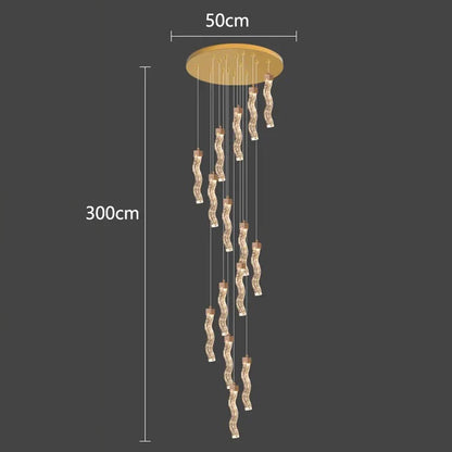 DecorBites™ Crystal Chandelier Stair Pendant Lamp Living Room Pendant Lights Interior Lighting