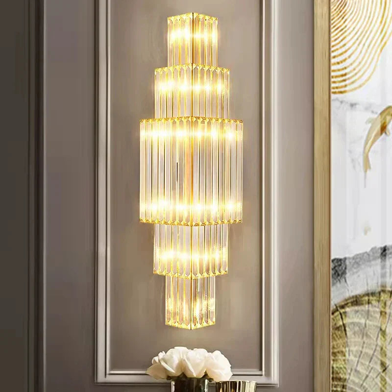 DecorBites™ Clear Glass Wall Lamp Stainless Steel Sconces for Hotel Hall Dining Room