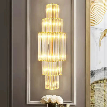 DecorBites™ Clear Glass Wall Lamp Stainless Steel Sconces for Hotel Hall Dining Room