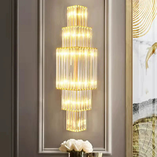 DecorBites™ Clear Glass Wall Lamp Stainless Steel Sconces for Hotel Hall Dining Room