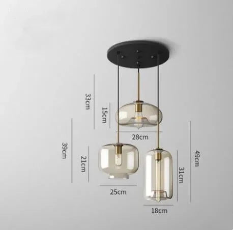 DecorBites™ Industrial Retro LED Glass Pendant Light Chandelier for Kitchen Restaurant