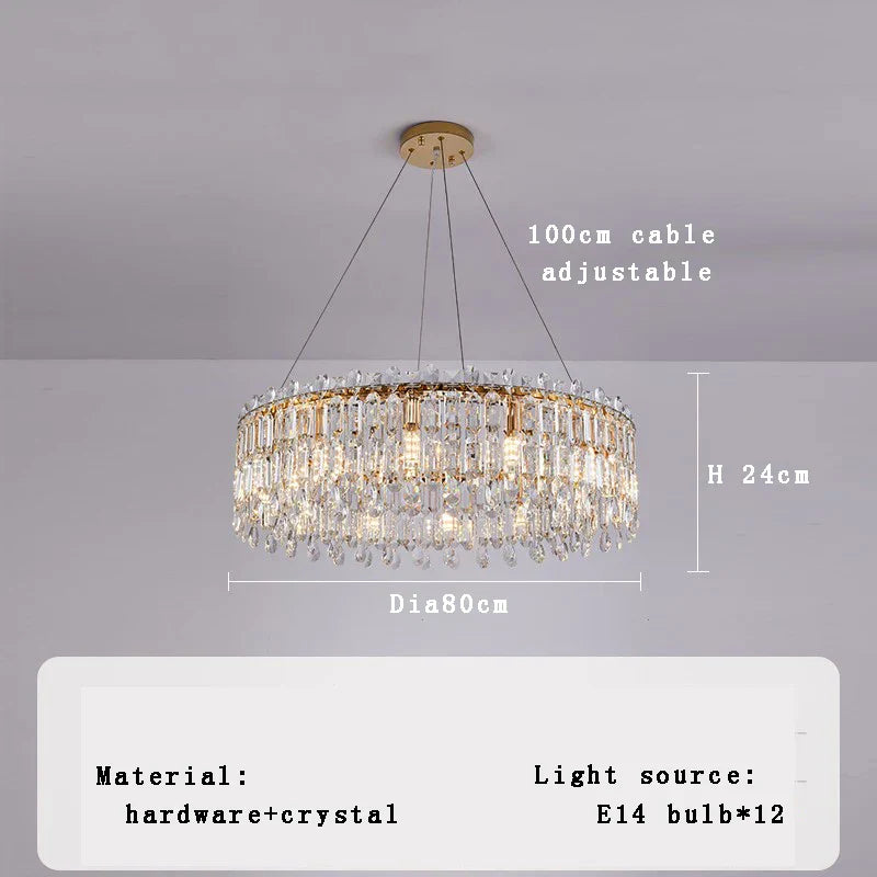DecorBites™ Crystal Pendant Chandelier for Living Room Bedroom - Luxury Hanglamp by Lamparas Lustres