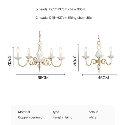 Lámpara de araña LED blanca crema DecorBites™, lámpara colgante retro de cobre para decoración del hogar