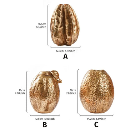 DecorBites™ Golden Star Fruit Vase: Ceramic Lemon Flowerpot & Simulated Fruit Ornaments