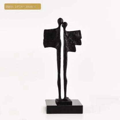 تمثال زوجين من الحديد المصبوب المجرد من DecorBites™ لديكور المنزل ولسعادة العائلة