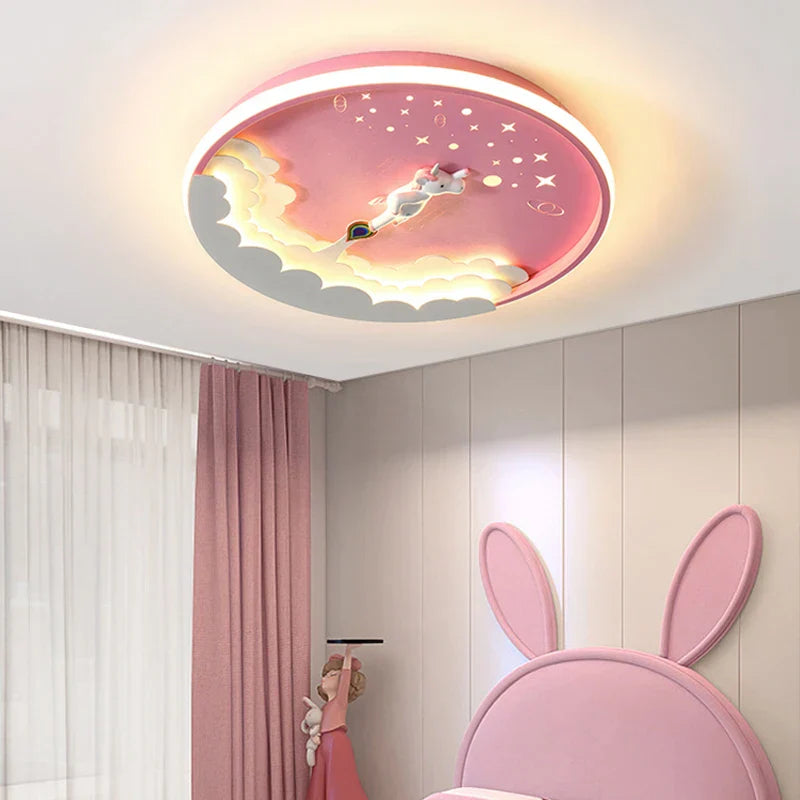 DecorBites™ Kids' Cartoon Unicorn Rocket LED Ceiling Light for Bedroom Study Room