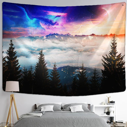 Decobites Starry Night View Tapestry: Bohemian Psychedelic Mystery Wall Hanging for Home Aesthetics