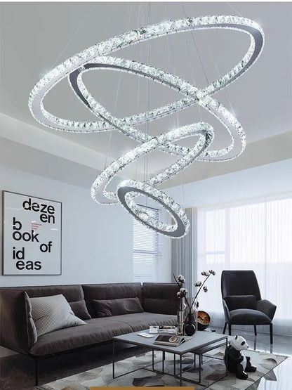 DecorBites™ Crystal Rings Pendant Chandelier: Modern Ceiling Lamp for Living Room Decoration