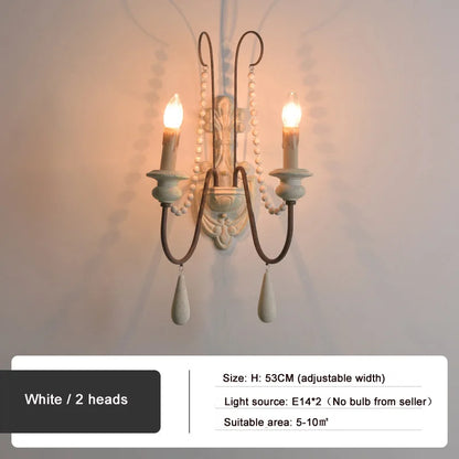 DecorBites™ مصباح حائط ريفي فرنسي لغرفة المعيشة وغرفة النوم بتصميم كلاسيكي