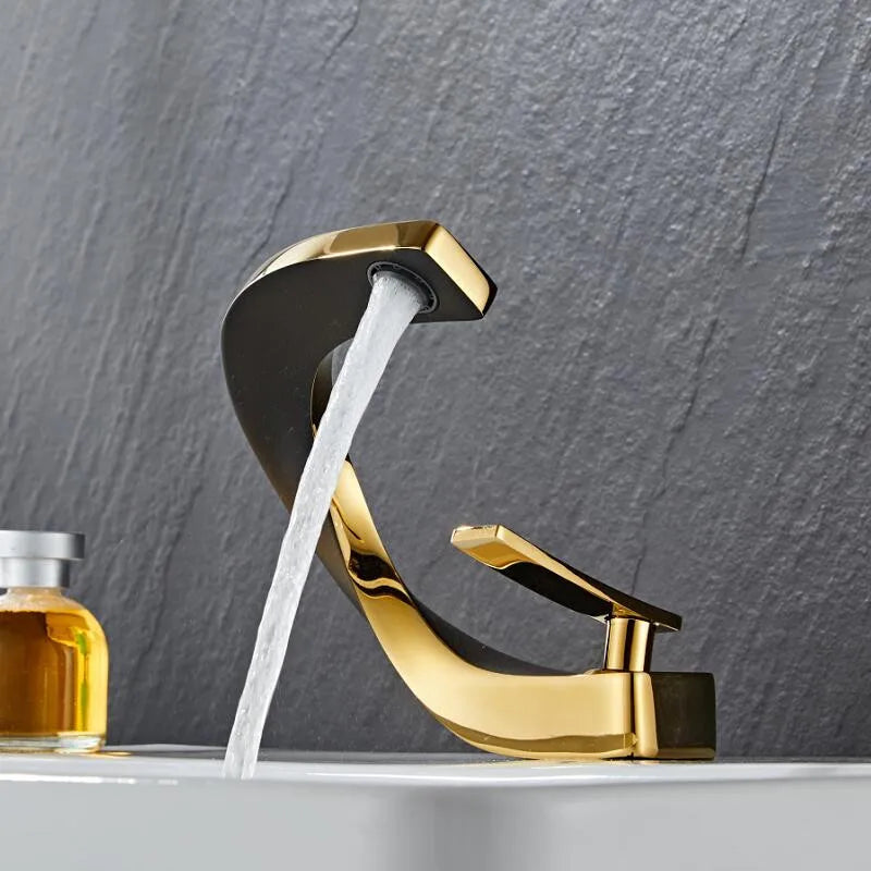 DecorBites™ Black & Gold Basin Faucet: Brushed Gold/Nickel/Chrome Mixer Tap, Hot & Cold Water