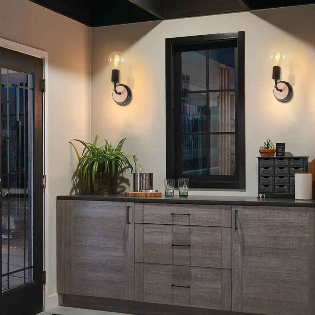 Aplique de pared LED industrial DecorBites™ estilo loft retro con pantalla de hierro E27