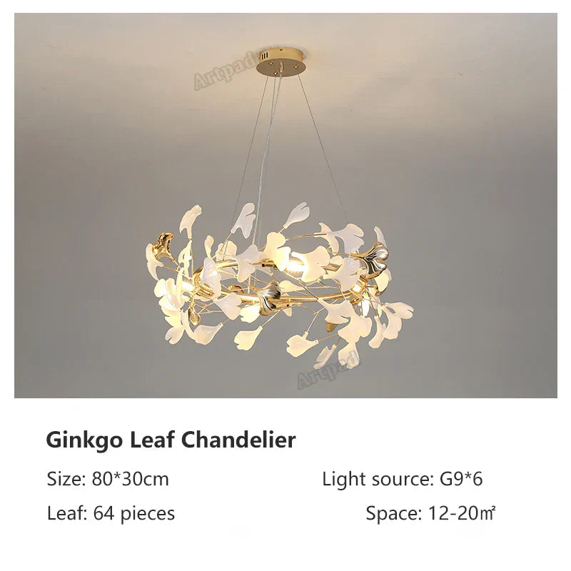 DecorBites™ Classic White and Gold Leaf Pendant Lamp for Living Room Dining Room Lighting