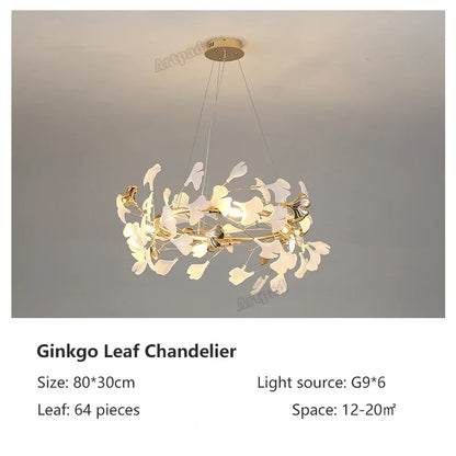 DecorBites™ Classic White and Gold Leaf Pendant Lamp for Living Room Dining Room Lighting