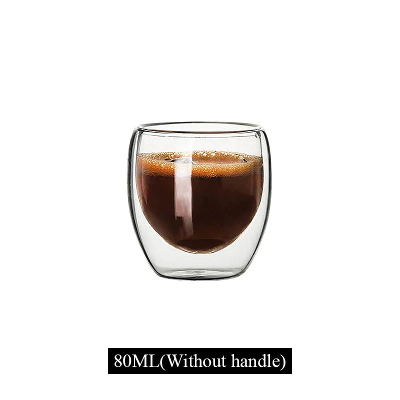 DecorBites™ Double Wall Borosilicate Glass Mug Heat Resistant Tea Coffee Cup