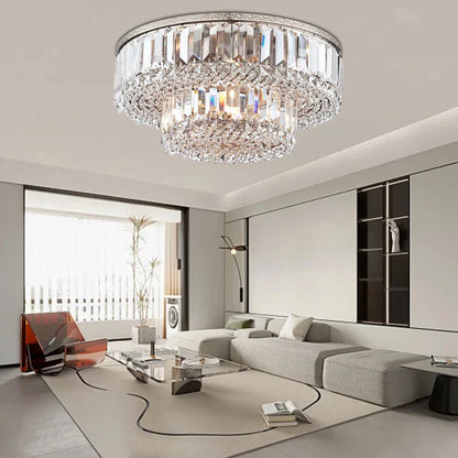DecorBites™ Large Crystal Chandelier Chrome Hanging Lamp for Dining Room Decor