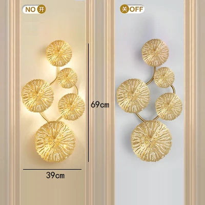 DecorBites™ Gold Flower Copper Frame Wall Sconce for Hotel Dining Room Lighting