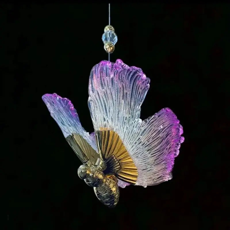 Gold Butterfly Pendant Lamp Alloy Bedside Style