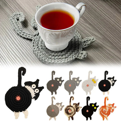 DecorBites™ Cat Butt Coasters: Handmade Funny Kitties Cup Mat - Set of 4
