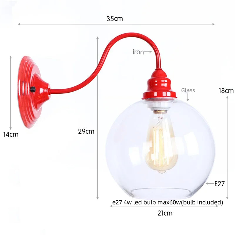 Decorbites™ Luces de Pared LED Rojas Edison - Lámpara de Mesa Industrial Vintage de Hierro
