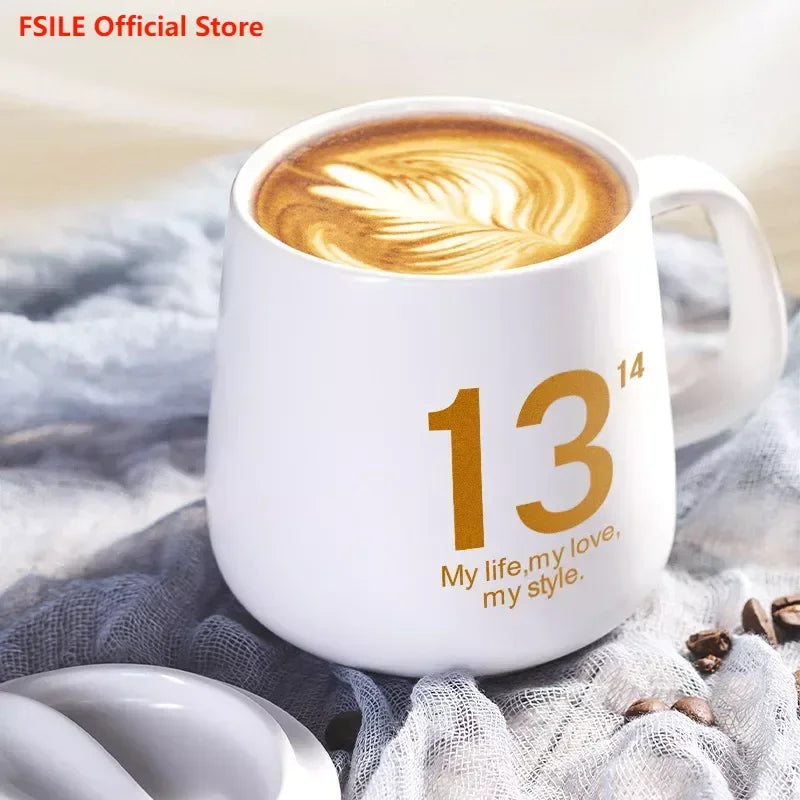 400ml New Product European Style Light Luxury Gold-painted Ceramic Coffee Mug with Lid Spoon Water Cup Cartoon Mug