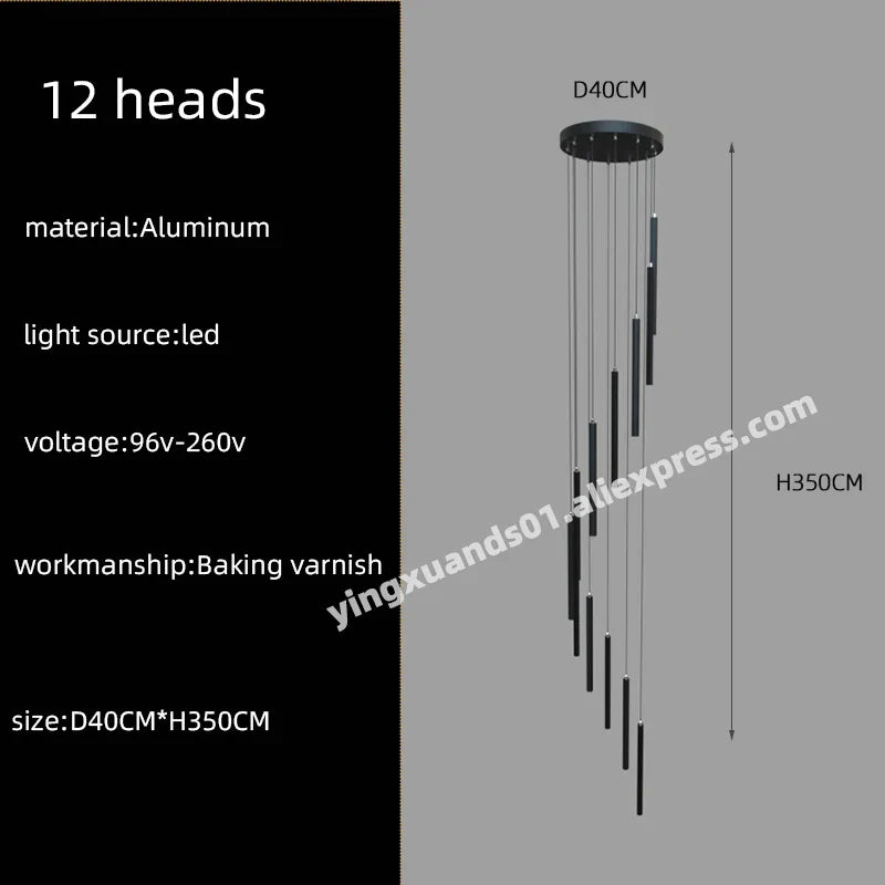 DecorBites™ LED Chandelier Stairs Pendant Ceiling Lamp for Hotel Lobby Decor