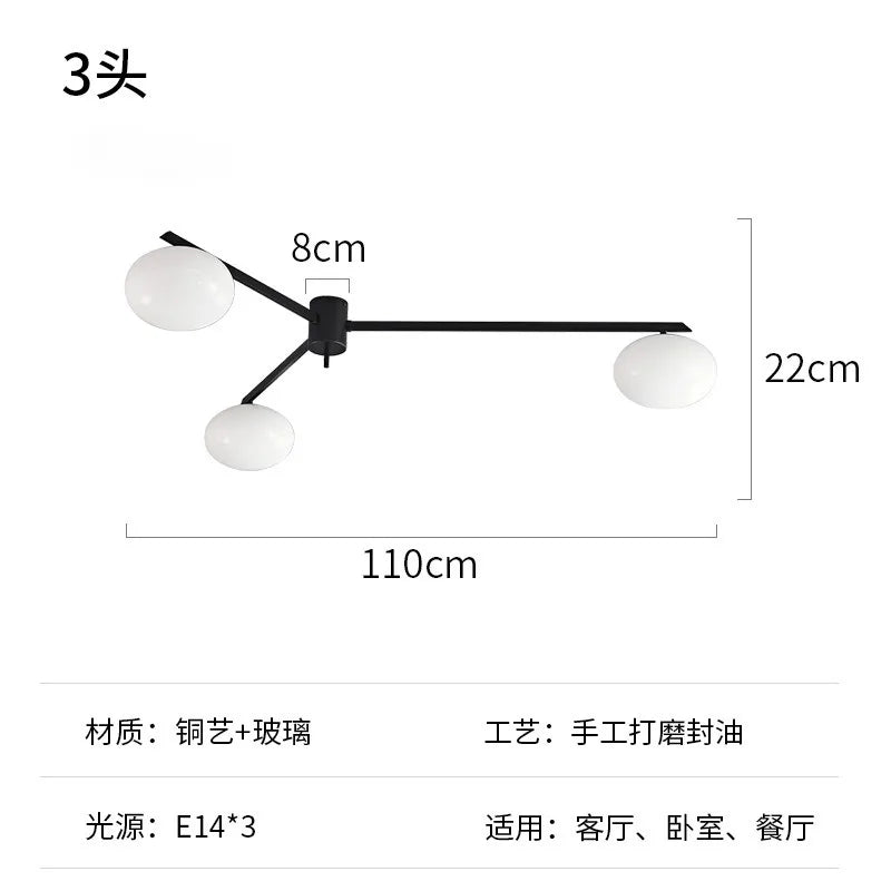 ديكوربايتس™ - وحدة إضاءة LED حديثة للسقف من النحاس اللامع باللونين الأسود والذهبي لغرفة المعيشة/المطبخ/الشرفة
