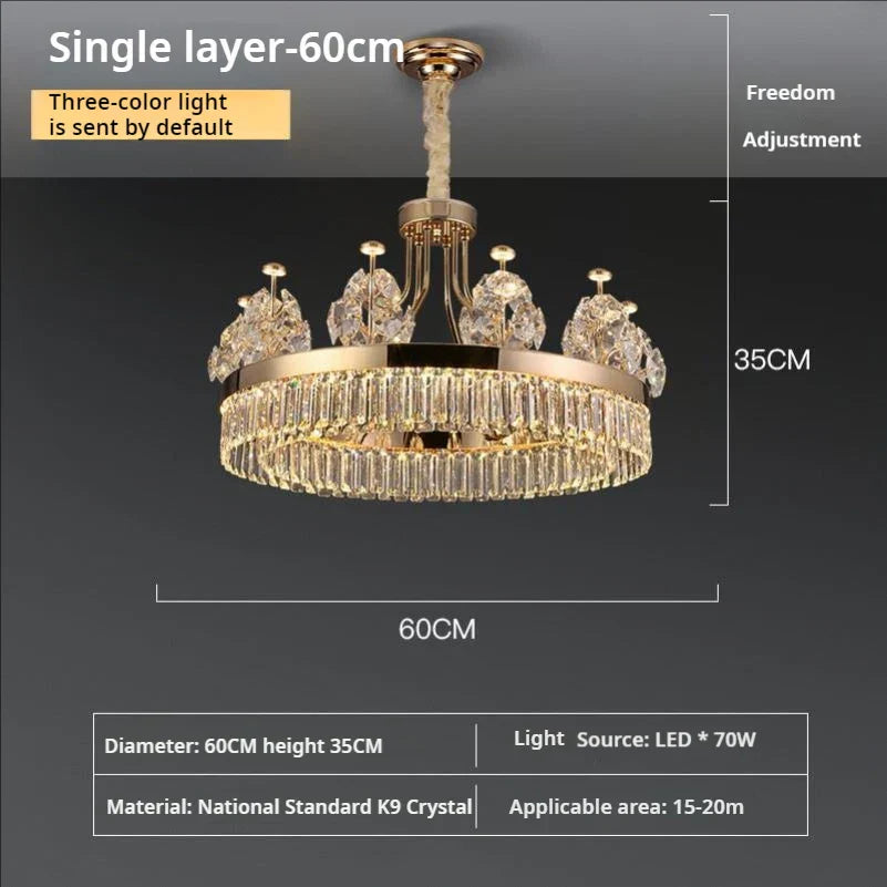 DecorBites™ Crystal Chandelier: Postmodern Light Luxury Double-Layer Pendant for Home Living Room