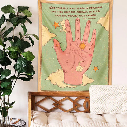 Decobites Tarot Palmistry Tapestry Cat Sun Moon Witchcraft Bohemian Hippie Home Decor