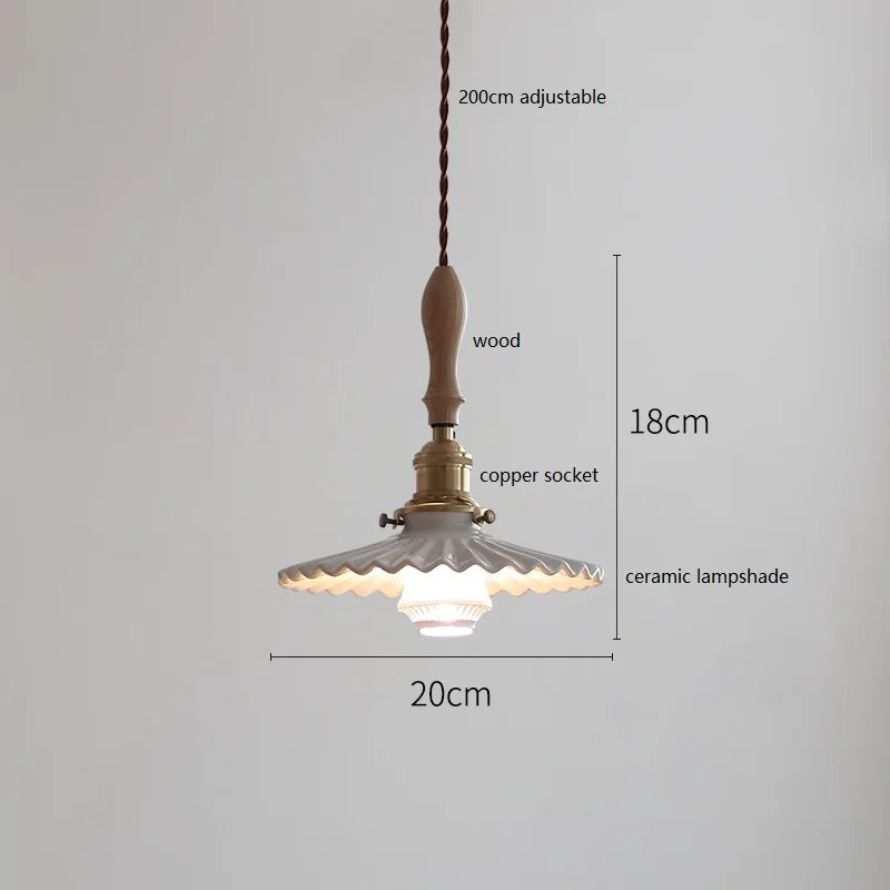DecorBites™ Ceramic LED Pendant Light: 30CM, Home Decor, Bedroom, Living Room, Dinning, Wood & Copper Socket