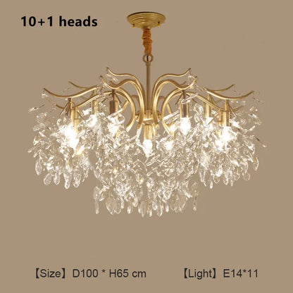 DecorBites™ Crystal Chandelier: Modern Luxury LED Branch Lighting for Living Room & Bedroom