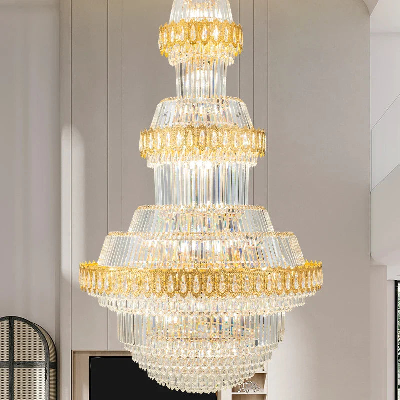 DecorBites™ Crystal Chandelier: Villa High Living Room Luxury Lighting