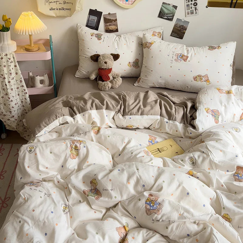 DecorBites™ Korean Floral Print Single Duvet Cover: Sweet Comfort, All Seasons, Skin-Friendly