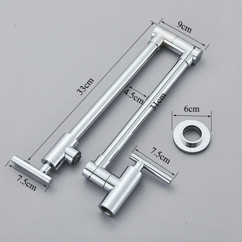 DecorBites™ Double Joint Pot Filler Faucet Swing Arm Wall Mount Kitchen Tap